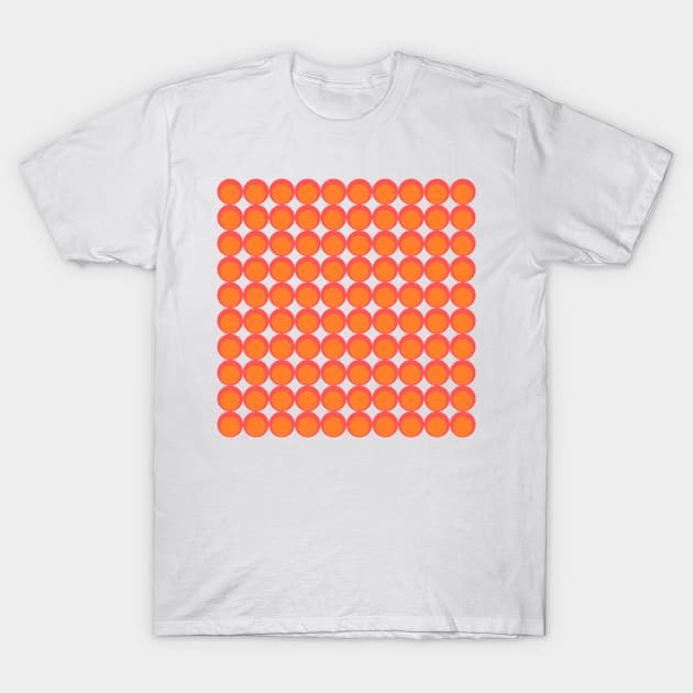 pop art pattern - toned orange and red pink circles T-Shirt by stephenignacio